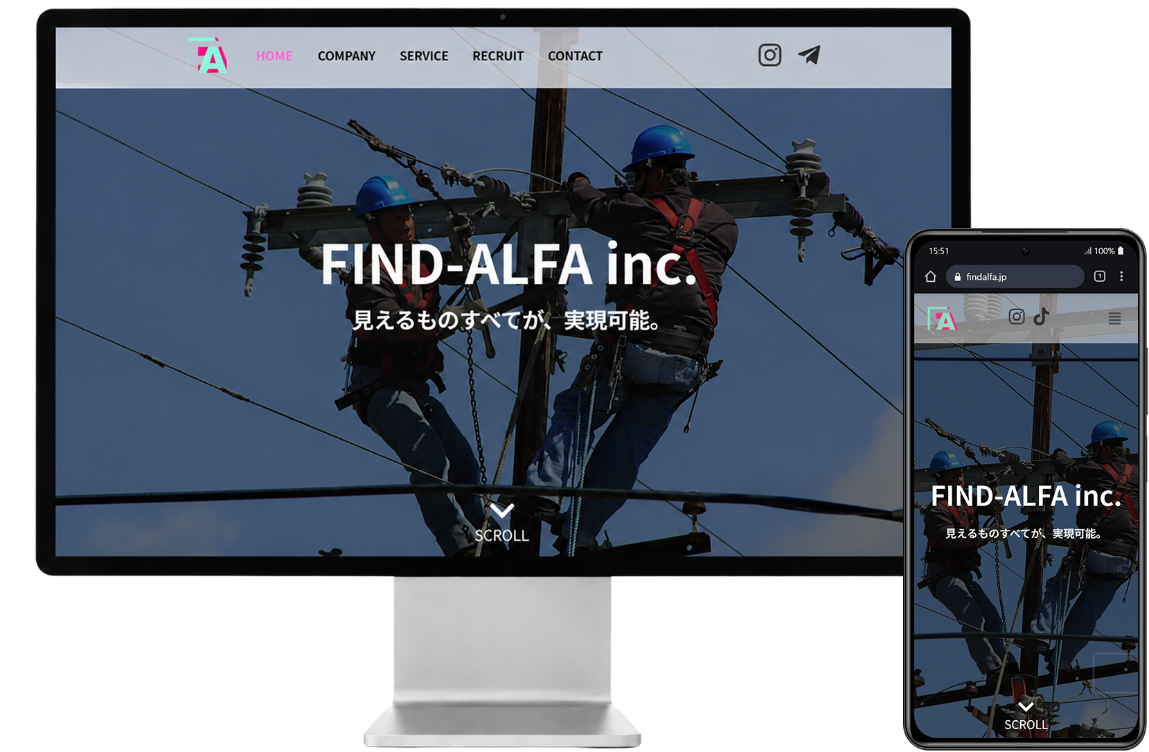 FIND-ALFA inc.のWebサイトモックアップ